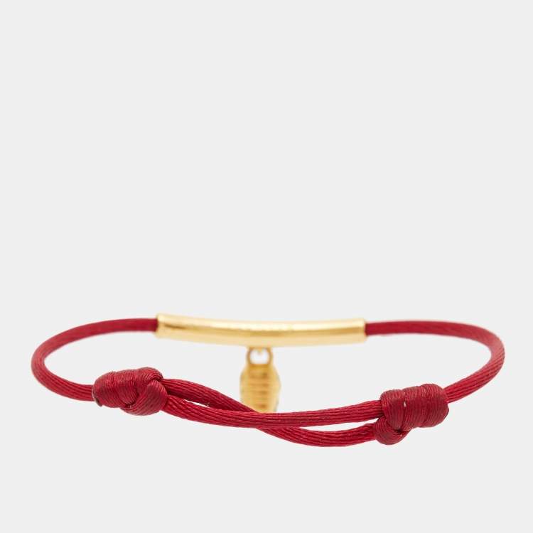 Pre Owned Bvlgari Serpenti Forever Enamel Gold Tone Cord Bracelet
