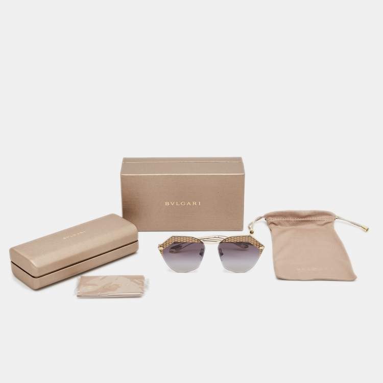 Pre Owned Bvlgari Gold/Black Gradient BV 6109 Rimless Sunglasses