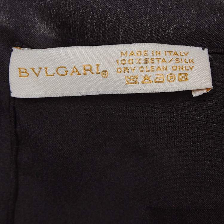 Pre Owned Bvlgari Black Logo Pattern Silk Scarf 