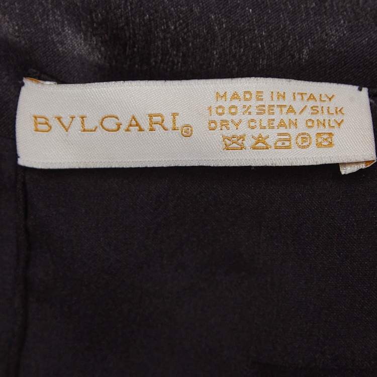Pre Owned Bvlgari Black Logo Pattern Silk Scarf 
