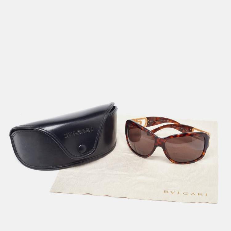 Pre Owned Bvlgari Brown Havana/Brown 8022-B Rectangle Sunglasses