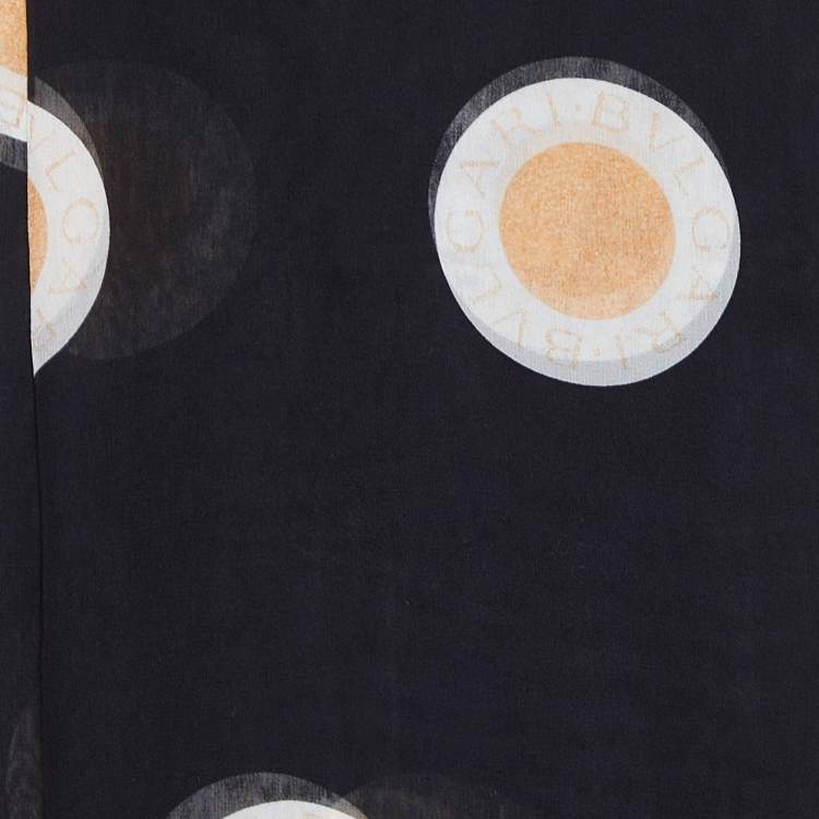Pre Owned Bvlgari Black Bvlgari Bvlgari Print Silk Chiffon Stole 