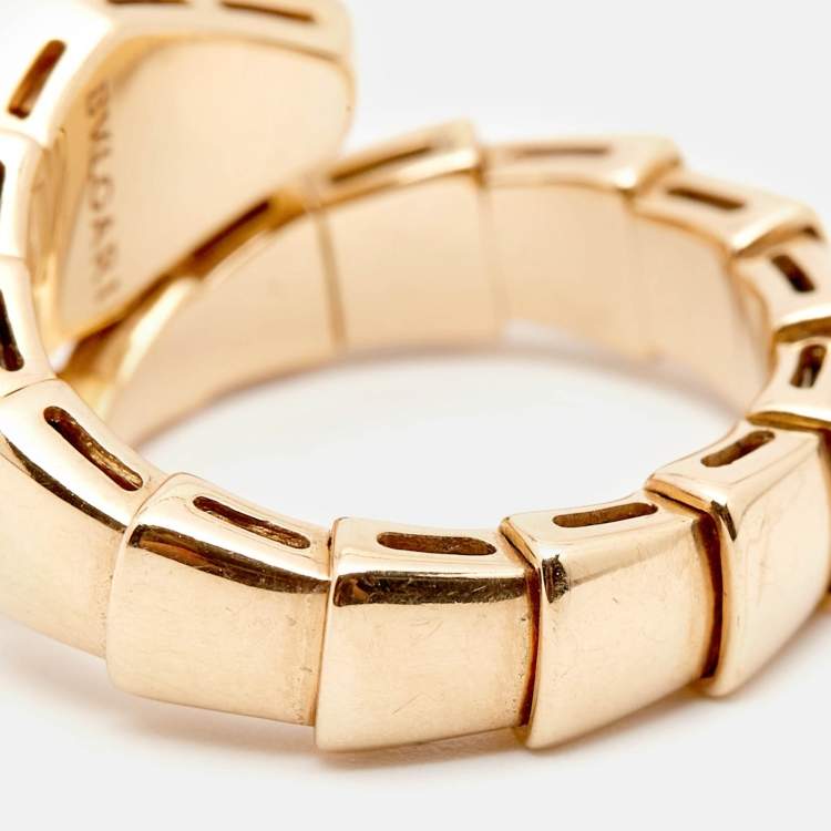 Pre Owned Bvlgari Serpenti Viper Diamond 18k Rose Gold Ring SIze 51