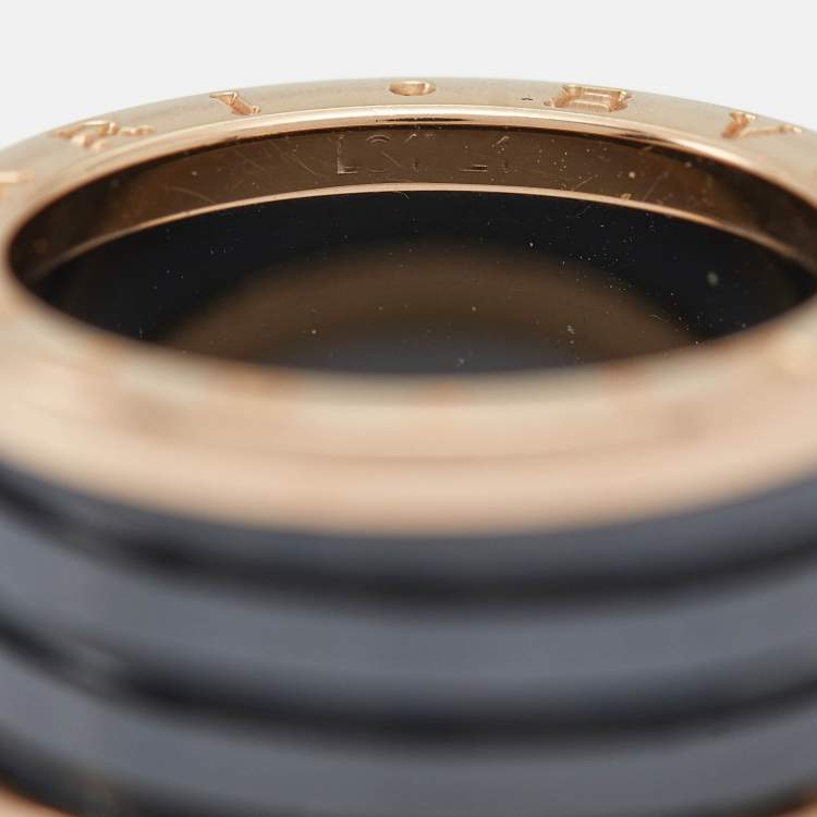 Pre Owned Bvlgari B.Zero1 4-Band Ceramic 18k Rose Gold Ring Size 56