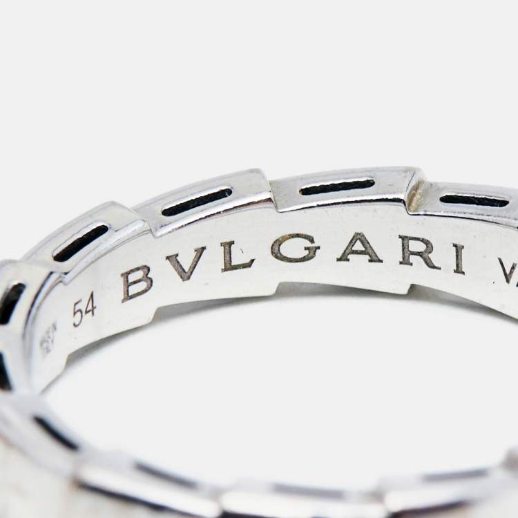 Pre Owned Bvlgari Serpenti Viper18k White Gold Ring Size 54