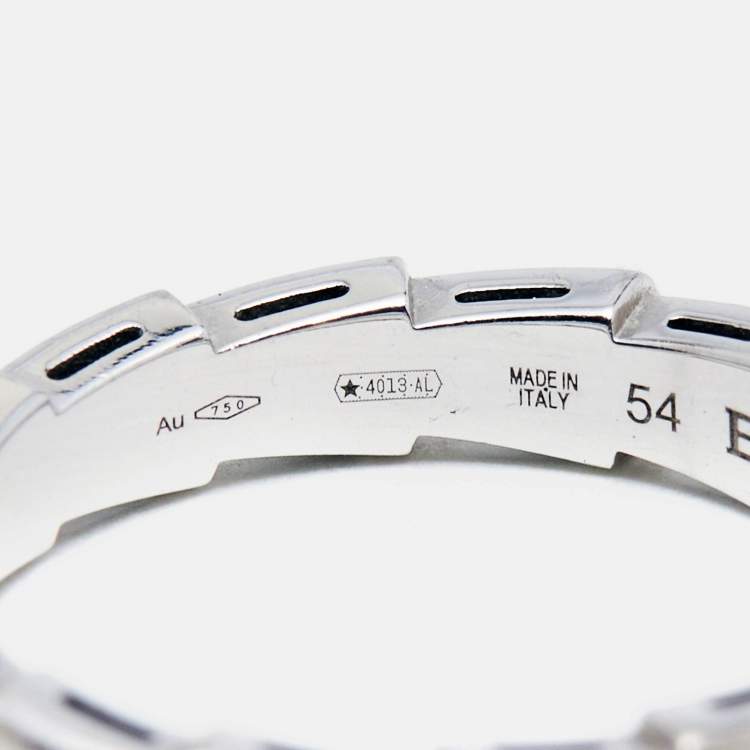 Pre Owned Bvlgari Serpenti Viper18k White Gold Ring Size 54