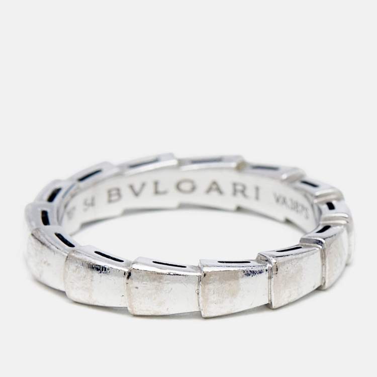 Pre Owned Bvlgari Serpenti Viper18k White Gold Ring Size 54