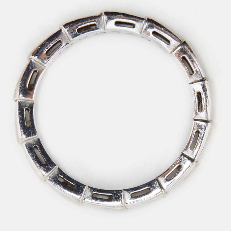 Pre Owned Bvlgari Serpenti Viper18k White Gold Ring Size 54