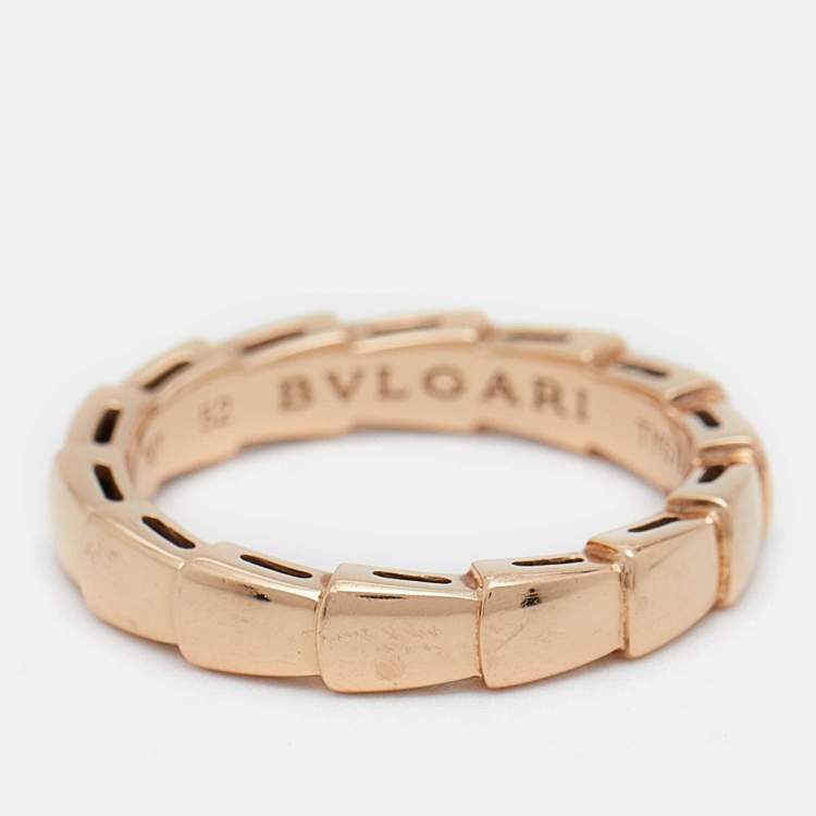 Pre Owned Bvlgari Serpenti Viper 18k Rose Gold Ring Size 52