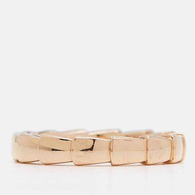 Pre Owned Bvlgari Serpenti Viper 18k Rose Gold Ring Size 52