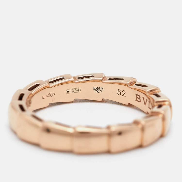 Pre Owned Bvlgari Serpenti Viper 18k Rose Gold Ring Size 52