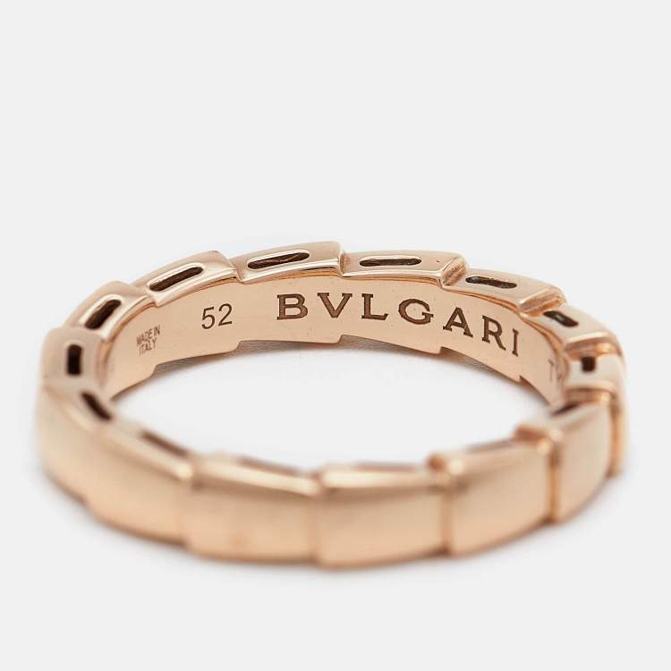 Pre Owned Bvlgari Serpenti Viper 18k Rose Gold Ring Size 52