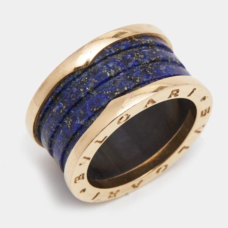 Pre Owned Bvlgari B.Zero1 Lapis Lazuli 18K Rose Gold Band Ring Size 57