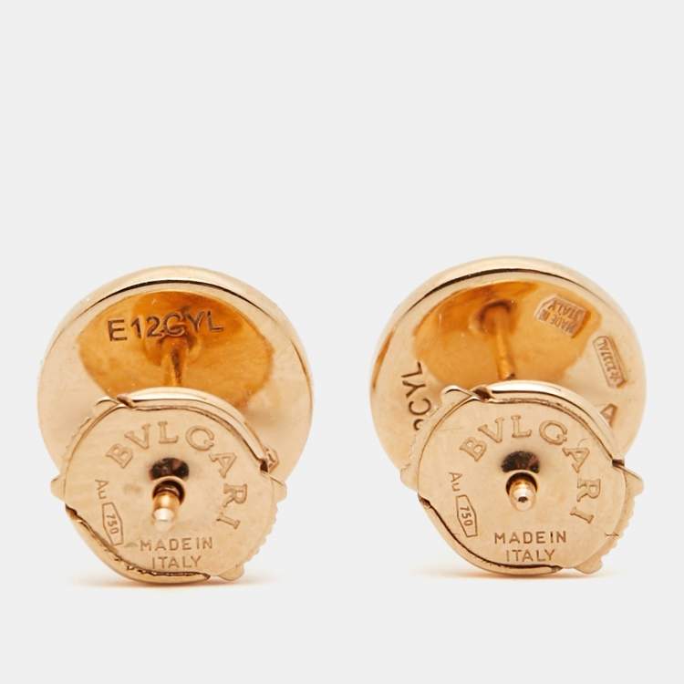 Pre Owned Bvlgari Bvlgari Bvlgari Mother of Pearl 18k Rose Gold Stud Earrings