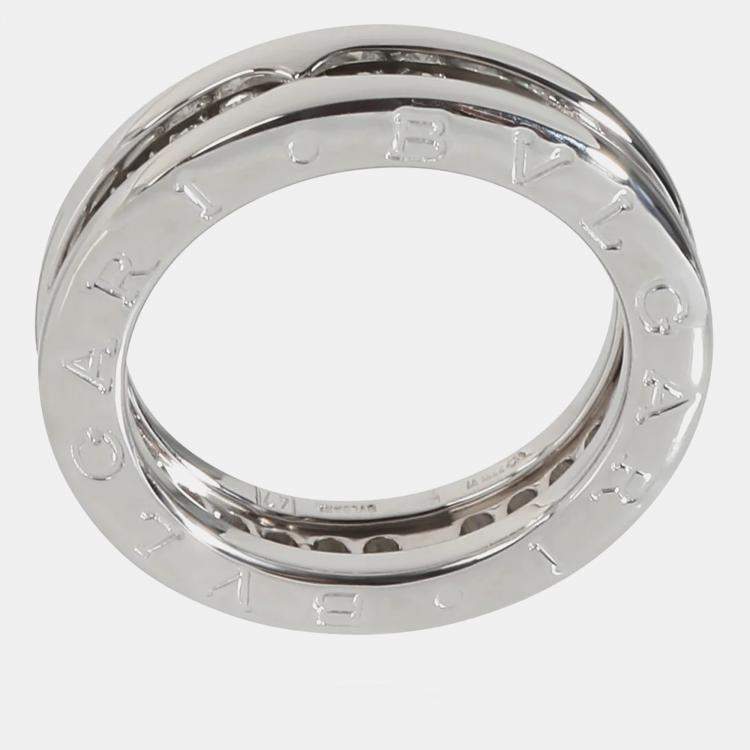 Pre Owned Bvlgari 18k White Gold and Diamond B.zero1 Band Ring EU 47