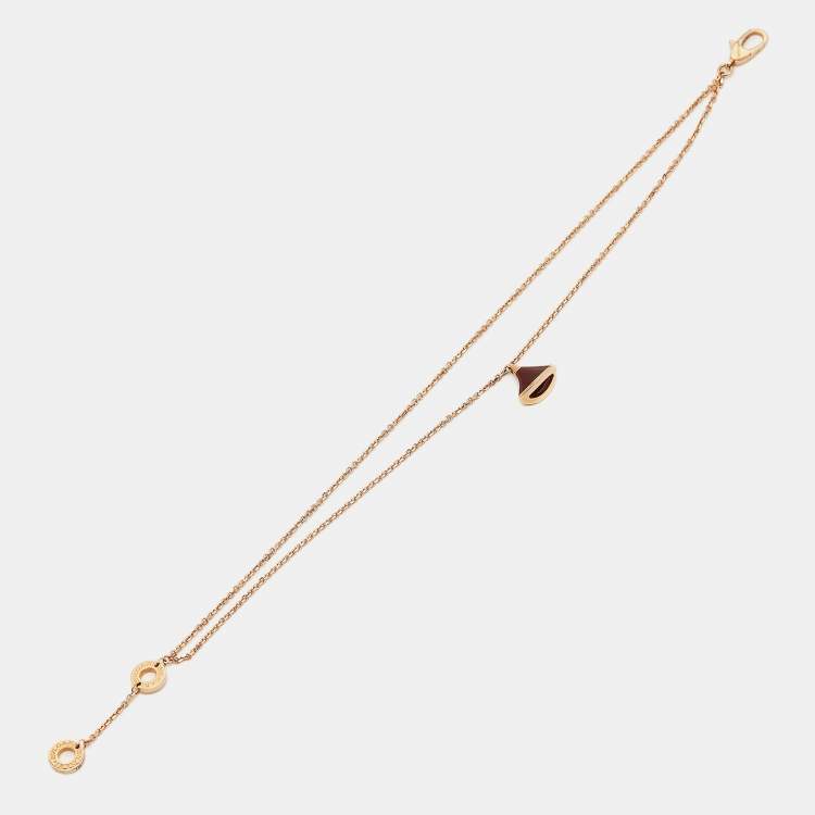 Pre Owned Bvlgari Divas' Dream  Carnelian 18k Rose Gold Bracelet M/L