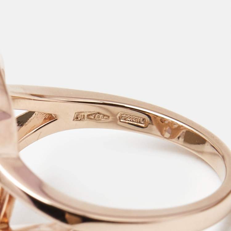 Pre Owned Bvlgari Serpenti Amethyst 18k Rose Gold Ring Size 55