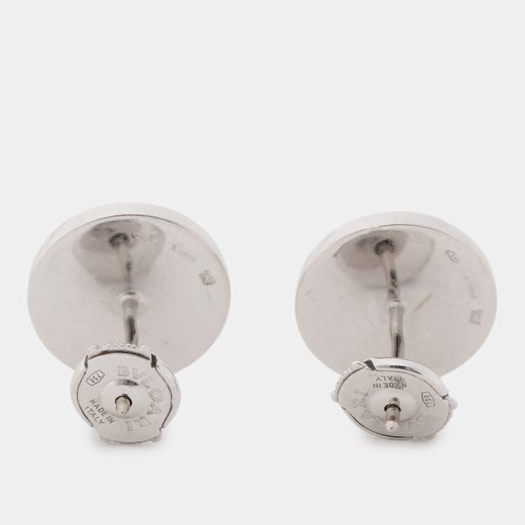 Pre Owned Bvlgari Bvlgari Onyx 18k White Gold Stud Earrings