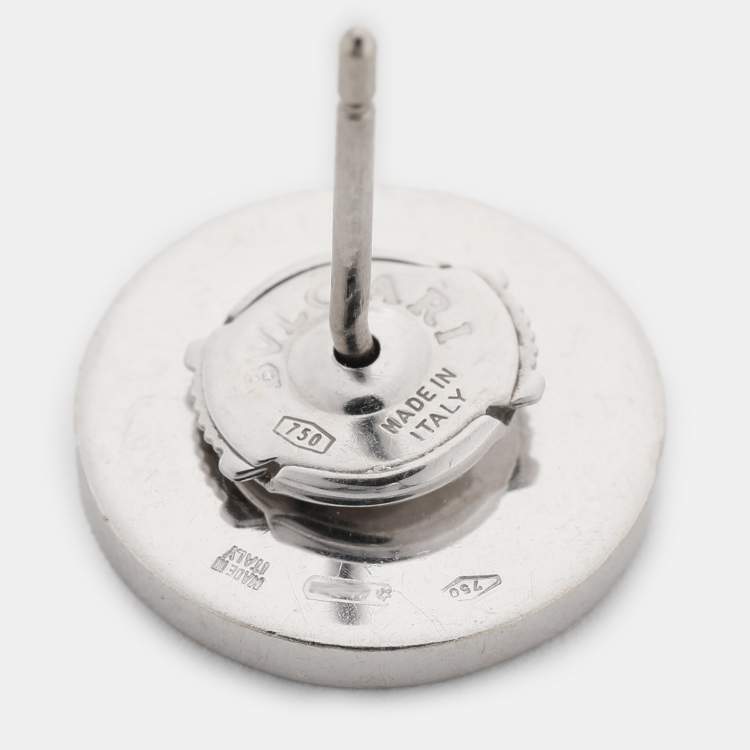 Pre Owned Bvlgari Bvlgari Onyx 18k White Gold Stud Earrings