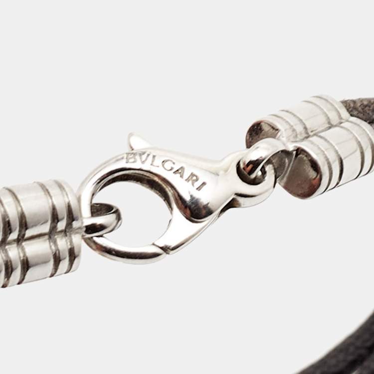 Pre Owned Bvlgari Tondo Cuore 18k Yellow Gold and Steel Cord Bracelet
