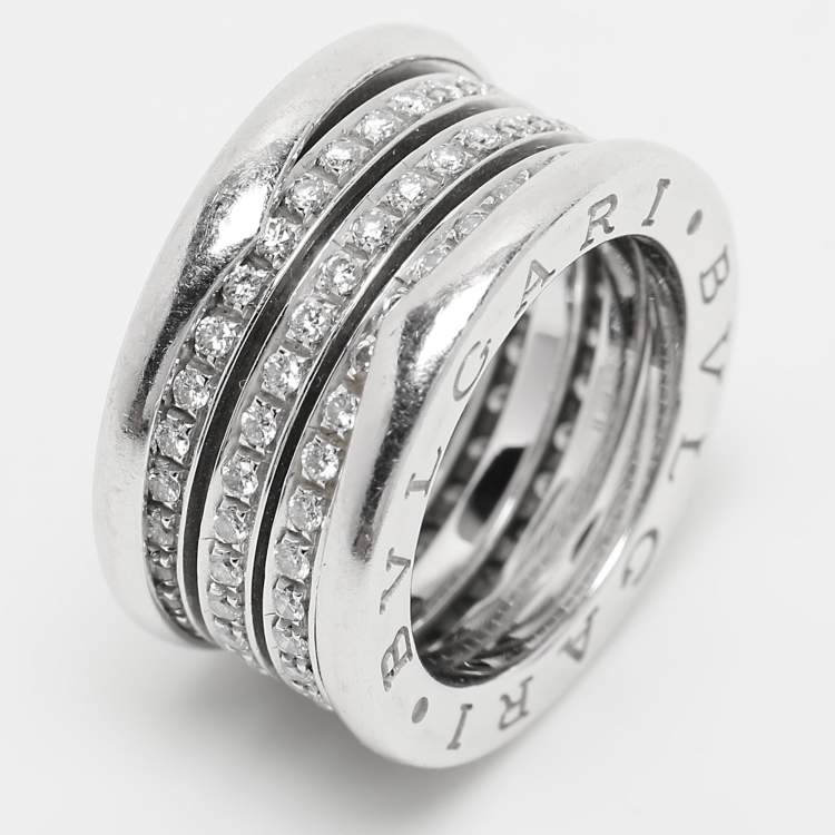 Pre Owned Bvlgari B.Zero1 Diamond 18k White Gold Band Ring Size 48