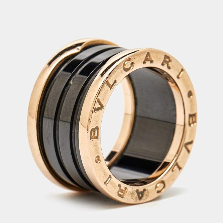 Authentic 18K rose gold B.ZERO1 high quality black ceramic ring