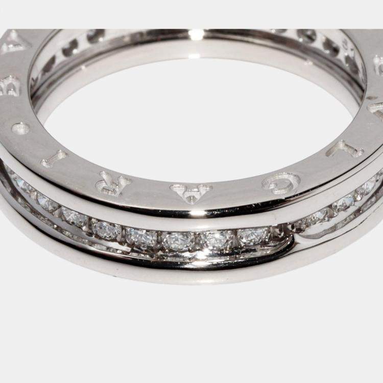 Pre Owned Bvlgari 18K White Gold and Diamond B.zero1 Band Ring EU 51
