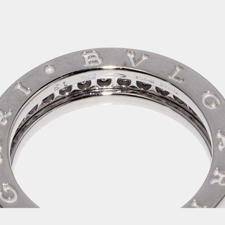 Pre Owned Bvlgari 18K White Gold and Diamond B.zero1 Band Ring EU 51