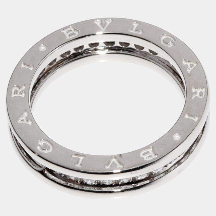 Pre Owned Bvlgari 18K White Gold and Diamond B.zero1 Band Ring EU 51