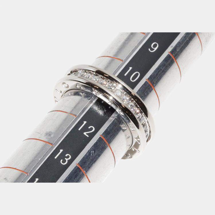 Pre Owned Bvlgari 18K White Gold and Diamond B.zero1 Band Ring EU 51
