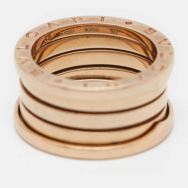 Pre Owned Bvlgari B.zero1 4 Band 18k Rose Gold Band Ring Size 54