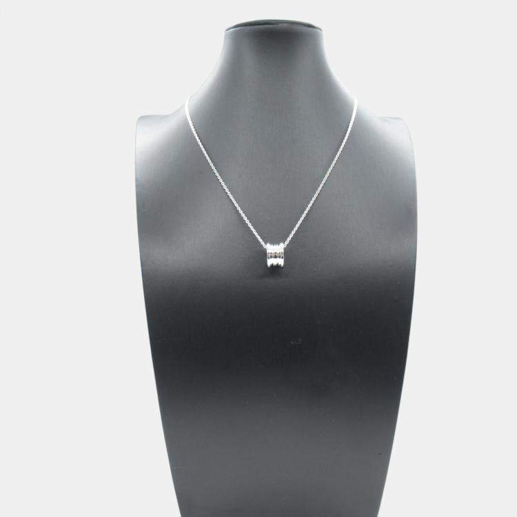 Pre Owned Bvlgari B-zero1 Necklace 18k White Gold White Gold Silver Metal