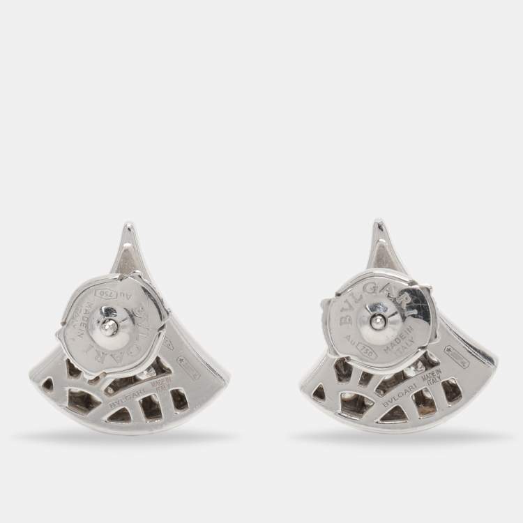 Pre Owned Bvlgari Divas' Dream Pavé Diamonds 18K White Gold Stud Earrings
