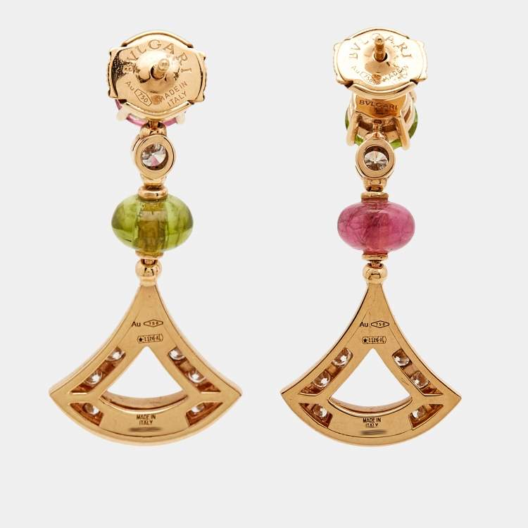 Pre Owned Bvlgari Divissima Multi Gemstone 18k Rose Gold Earrings