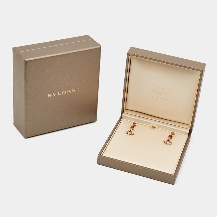 Pre Owned Bvlgari Divissima Multi Gemstone 18k Rose Gold Earrings