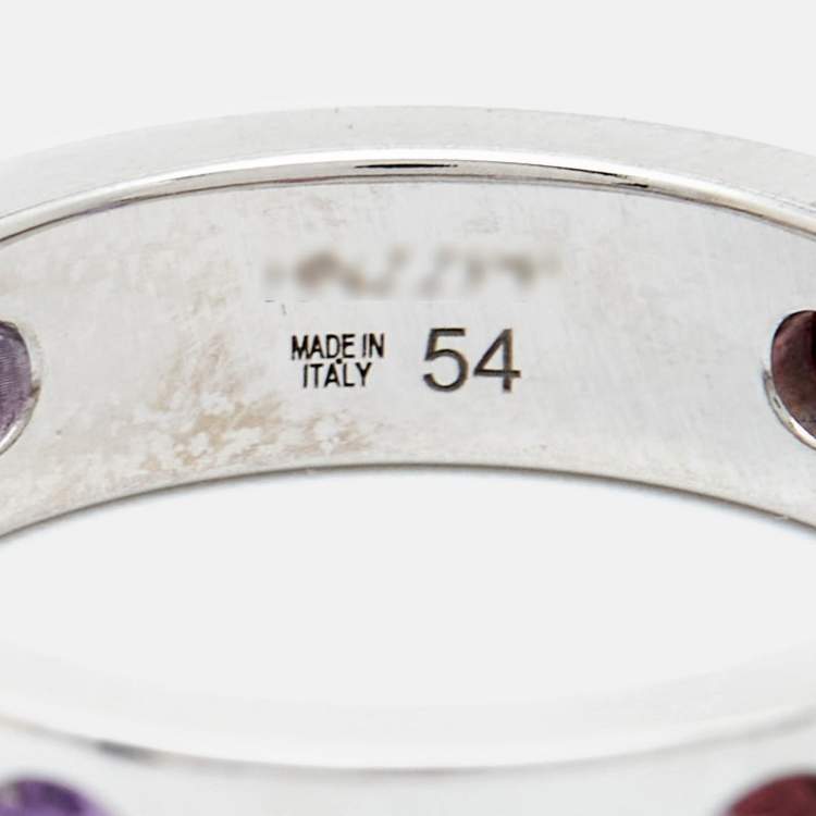 Pre Owned Bvlgari Roman Sorbets Multi Gemstones 18k White Gold Ring Size 54