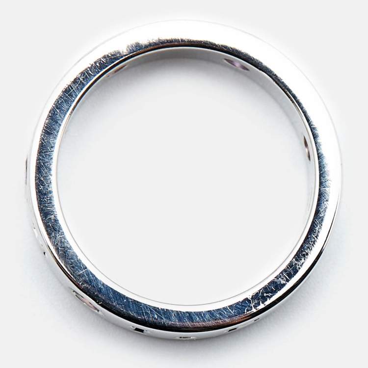 Pre Owned Bvlgari Roman Sorbets Multi Gemstones 18k White Gold Ring Size 54