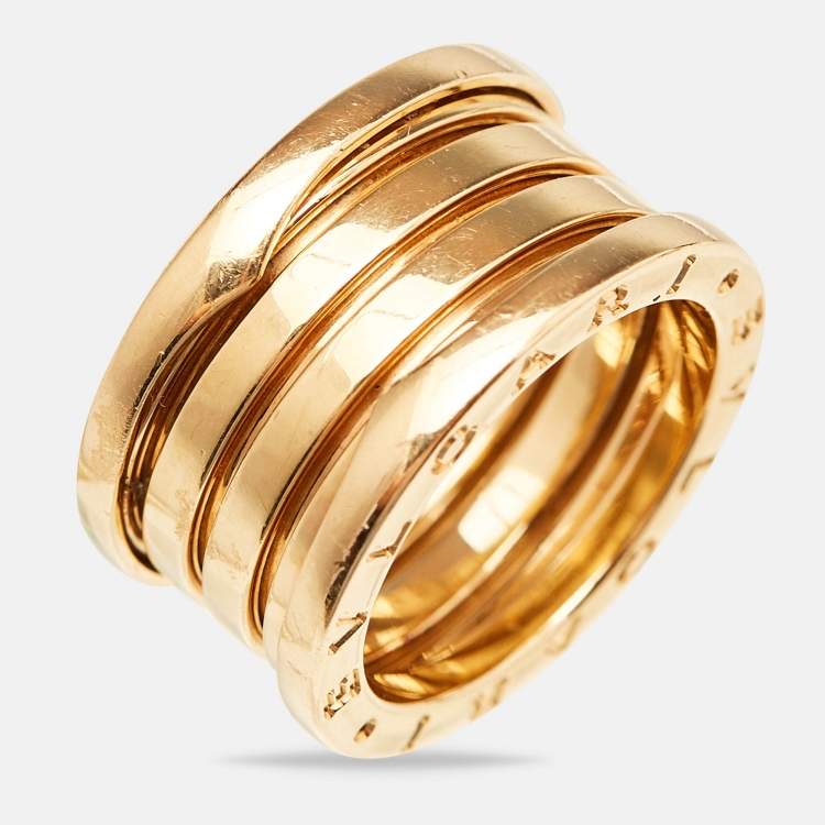 Pre Owned Bvlgari B.zero1 4 Band 18k Yellow Gold Ring Size 52