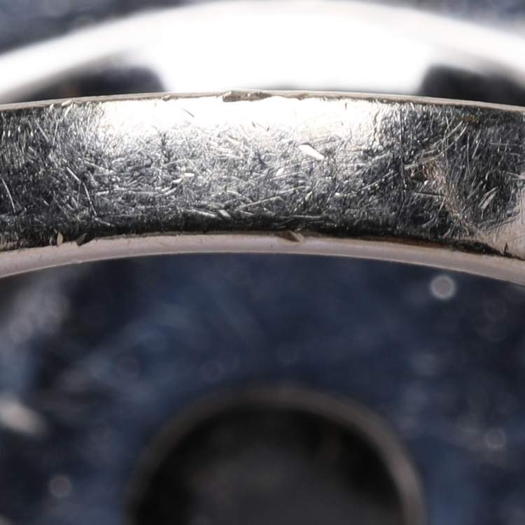 Pre Owned Bvlgari Onyx Inlay 18K White Gold Circular Ring Size 53