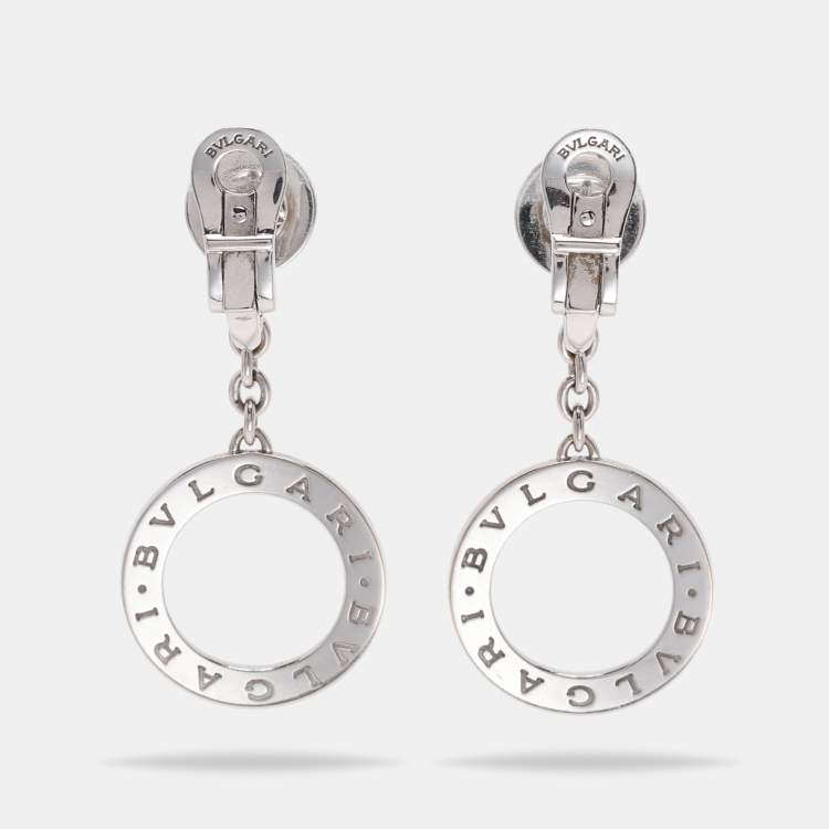 Pre Owned Bvlgari Bvlgari Onyx 18k White Gold Dangle Earrings