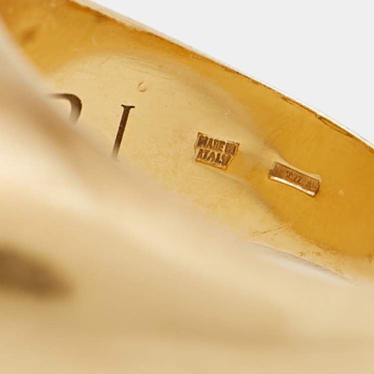 Pre Owned Bvlgari Cabochon 18kt Yellow Gold Ring Size 55