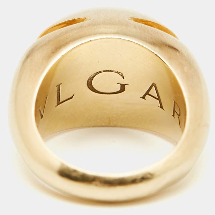 Pre Owned Bvlgari Cabochon 18kt Yellow Gold Ring Size 55