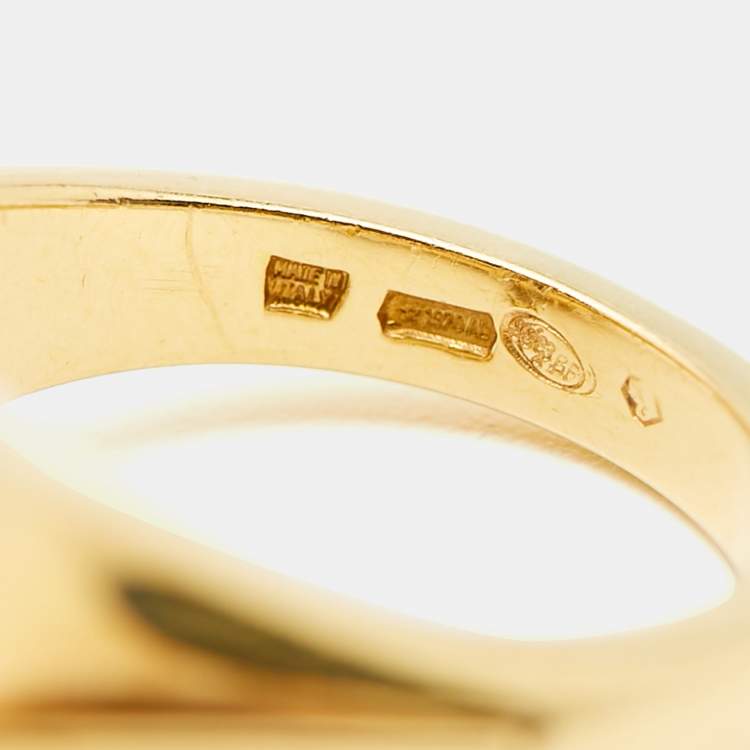 Pre Owned Bvlgari Metropolis Citrine 18k Yellow Gold Ring Size 52