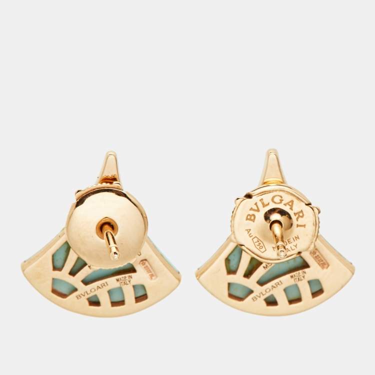 Pre Owned Bvlgari Divas' Dream Turquoise Diamond 18k Rose Gold Earrings