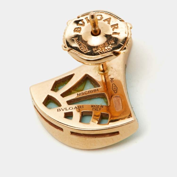 Pre Owned Bvlgari Divas' Dream Turquoise Diamond 18k Rose Gold Earrings