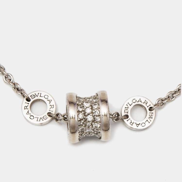 Pre Owned Bvlgari B.Zero1 Diamonds 18k White Gold Bracelet M/L