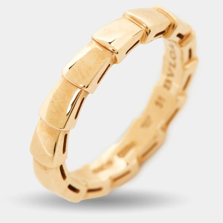 Pre Owned Bvlgari Serpenti Viper 18k Rose Gold Band Ring Size 51