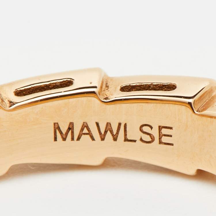 Pre Owned Bvlgari Serpenti Viper 18k Rose Gold Band Ring Size 51