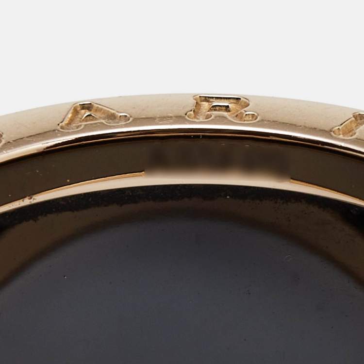 Pre Owned Bvlgari B.Zero1 Black Ceramic 18k Rose Gold 4-Band Ring Size 54