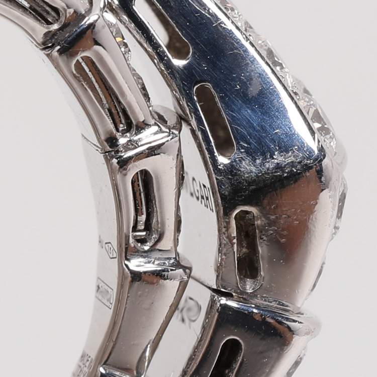 Pre Owned Bvlgari Serpenti Viper Diamond 18k White Gold Ring Size 61
